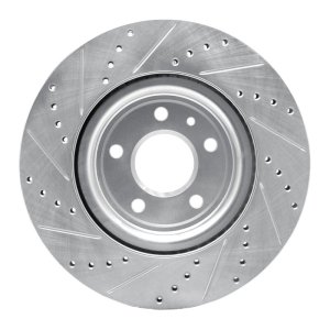 Ford Flex Brake Rotor (1) - Front Right - R1 Concepts - Drilled & Slotted - Silver - `11-`19